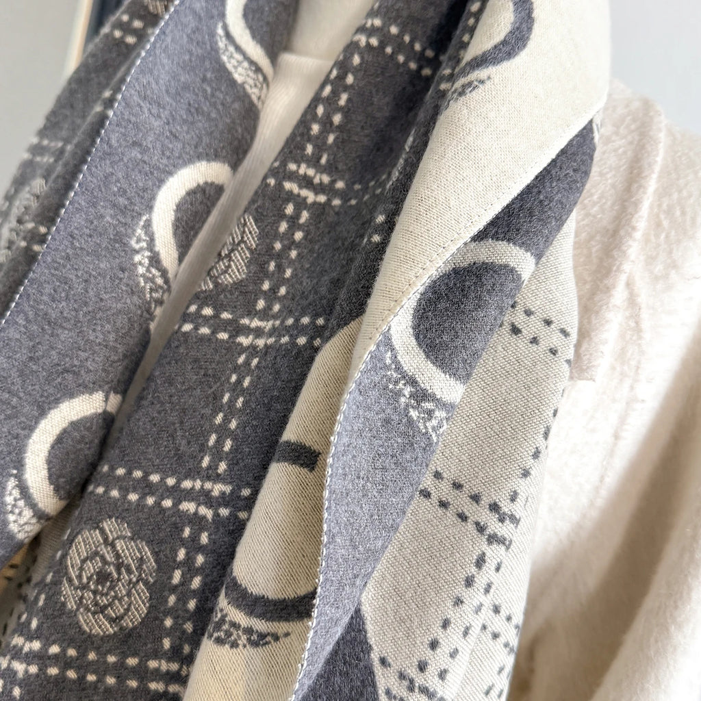 M&T Wear - Luxury Designer Brand Winter Blanket Scarf Shawls for Women Warm Pashmina Cashmere Exquisite Floral Print Large Wrap Long Foular - M&T Wear