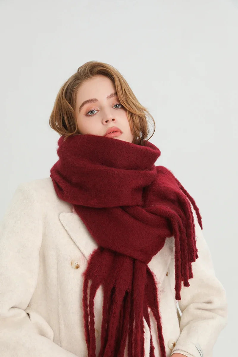 M&T Wear - Winter Scarf for Women Cashmere Warm Solid Pashmina Blanket Wraps Female Thick Soft Bufanda Big Tassel Shawl Long Poncho Echarpe - M&T Wear