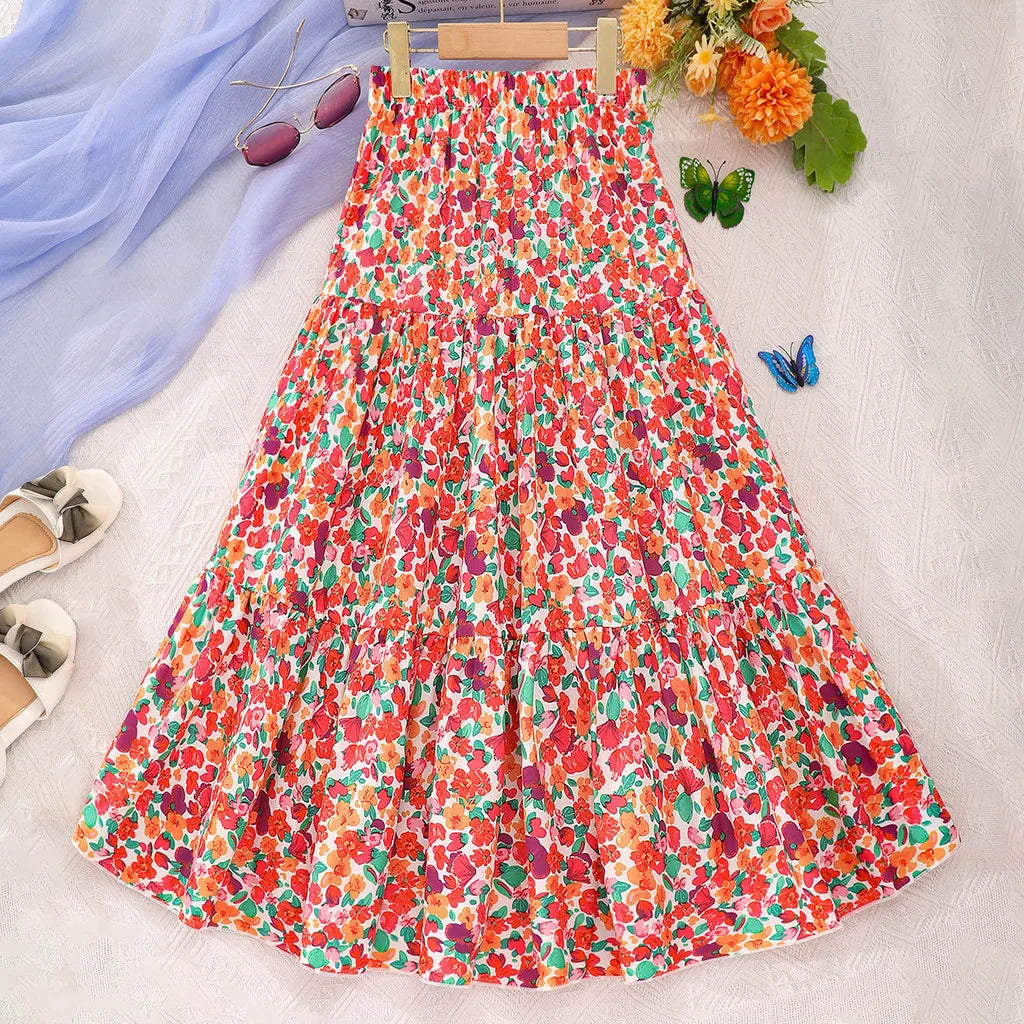 M&T Wear - Girls’ Floral Butterfly Maxi Skirt