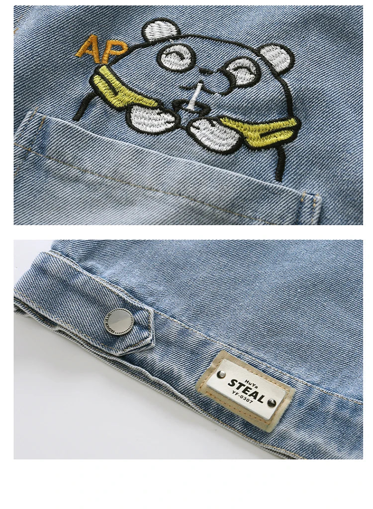 M&T Wear - Kids Denim Jacket Boys Jeans Coat Clothing Fashion Baby Boy Denim Jacket With Cartoon Embroidery Child Casual Streetwear Outfit - M&T Wear