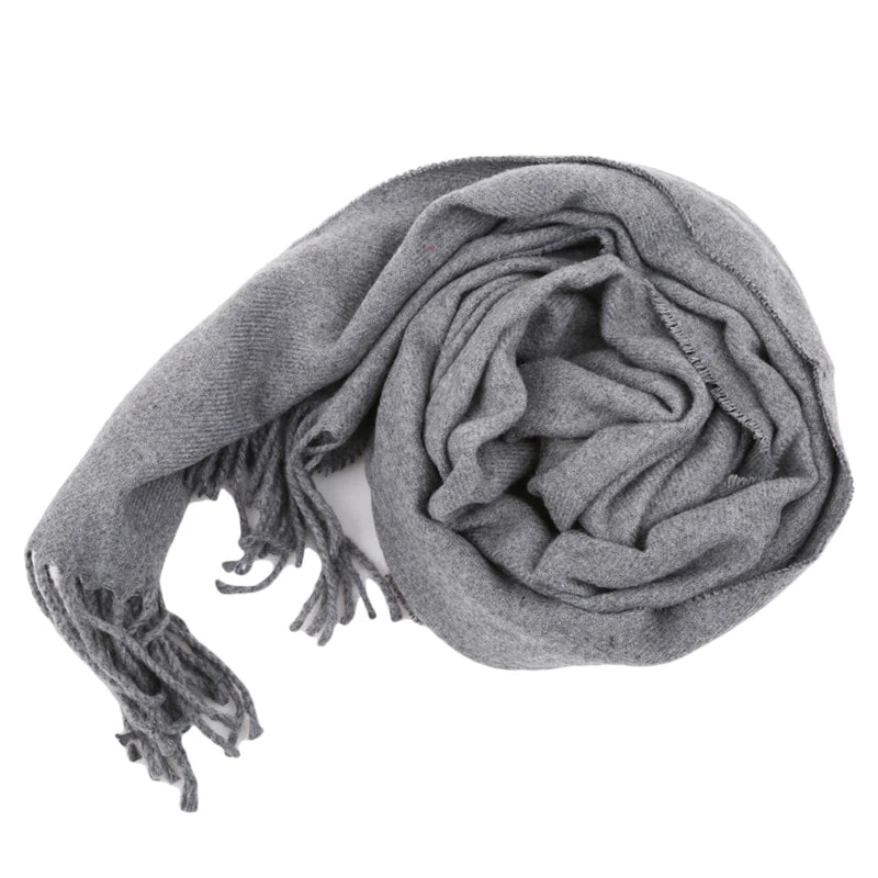 M&T Wear - Wool Scarves Winter Soft Warm Cashmere Shawl Thickened Long Tassel Shawl Warm Scarf Fashion Solid Color Women Man Scarf - M&T Wear