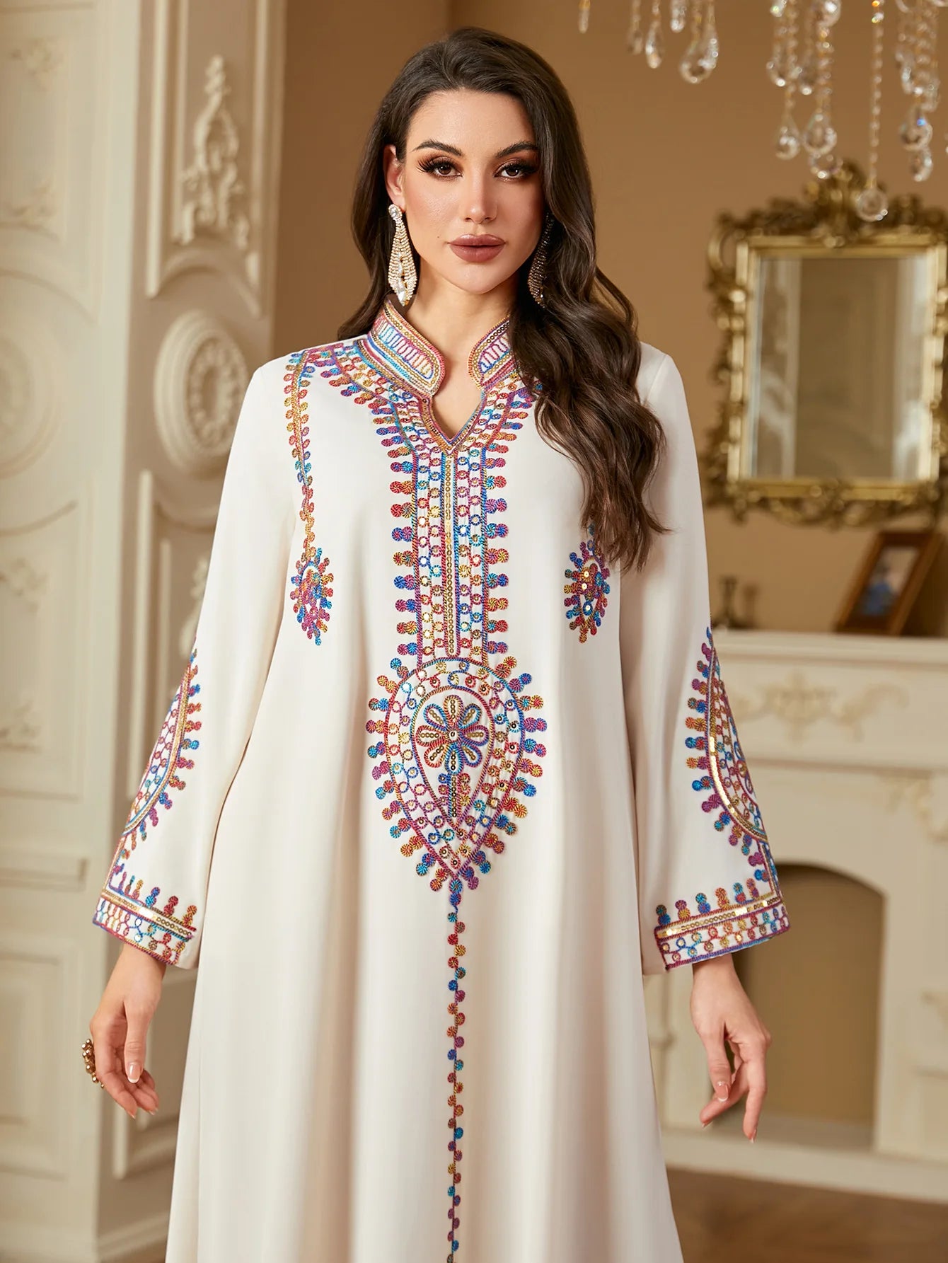M&T Wear - Pakistani Women's Embroidered Loose abaya Dresses Elegant Casual Kaftan