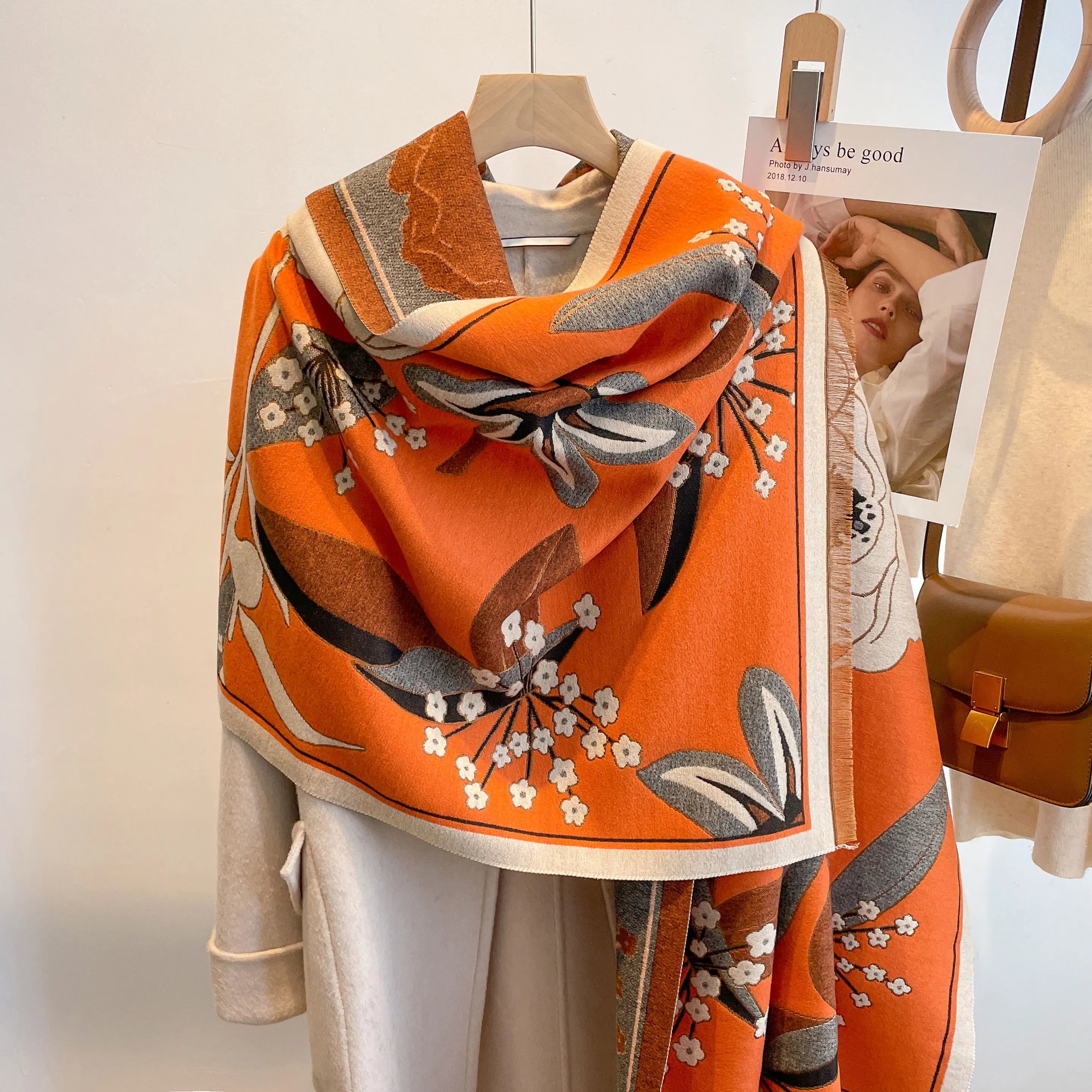 M&T Wear - Shawl Pashmina Thick Winter Warm Blanket Poncho Stoles Print Cashmere Scarf Women Travel Wraps Bufanda Female 2023 Luxury - M&T Wear