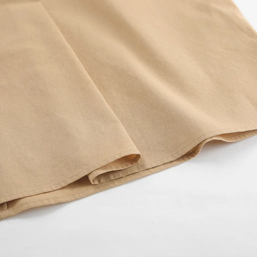 Elegant Backless A-Line Linen-Look Dress