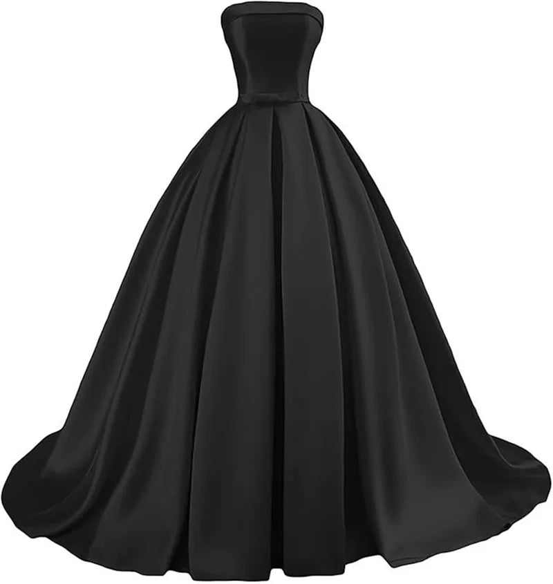 Customized Strapless Satin A-Line Gown