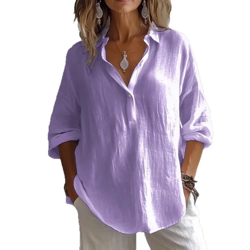 Breezy Linen-Blend Blouse
