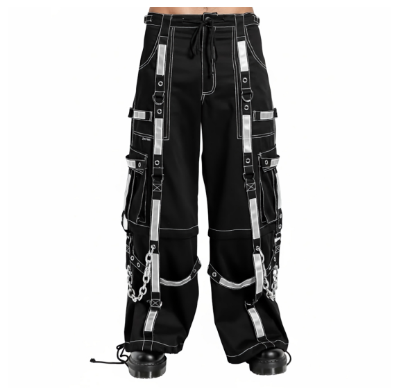 M&T Wear - Reflective Strap Gothic Cargo Pants (100% Cotton)