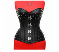 M&T Wear - Spiked Black Leather Corset | 100% Cotton Lined [5-Year Leather Guarantee]