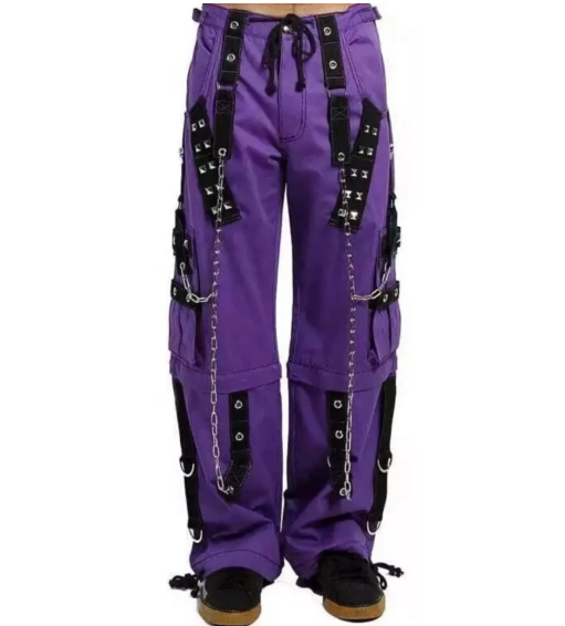 M&T Wear - Purple Studded & Chained Gothic Convertible Pants