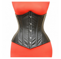 M&T Wear - Classic Underbust Black Leather Corset | 100% Cotton Lined [5-Year Leather Guarantee]