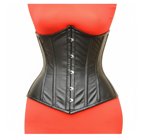 M&T Wear - Classic Underbust Black Leather Corset | 100% Cotton Lined [5-Year Leather Guarantee]